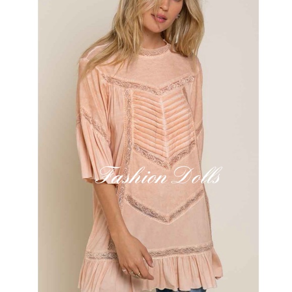 💼M 🦚Kate Sweet Peach Tea Dye Tunic Top New - Picture 4 of 11